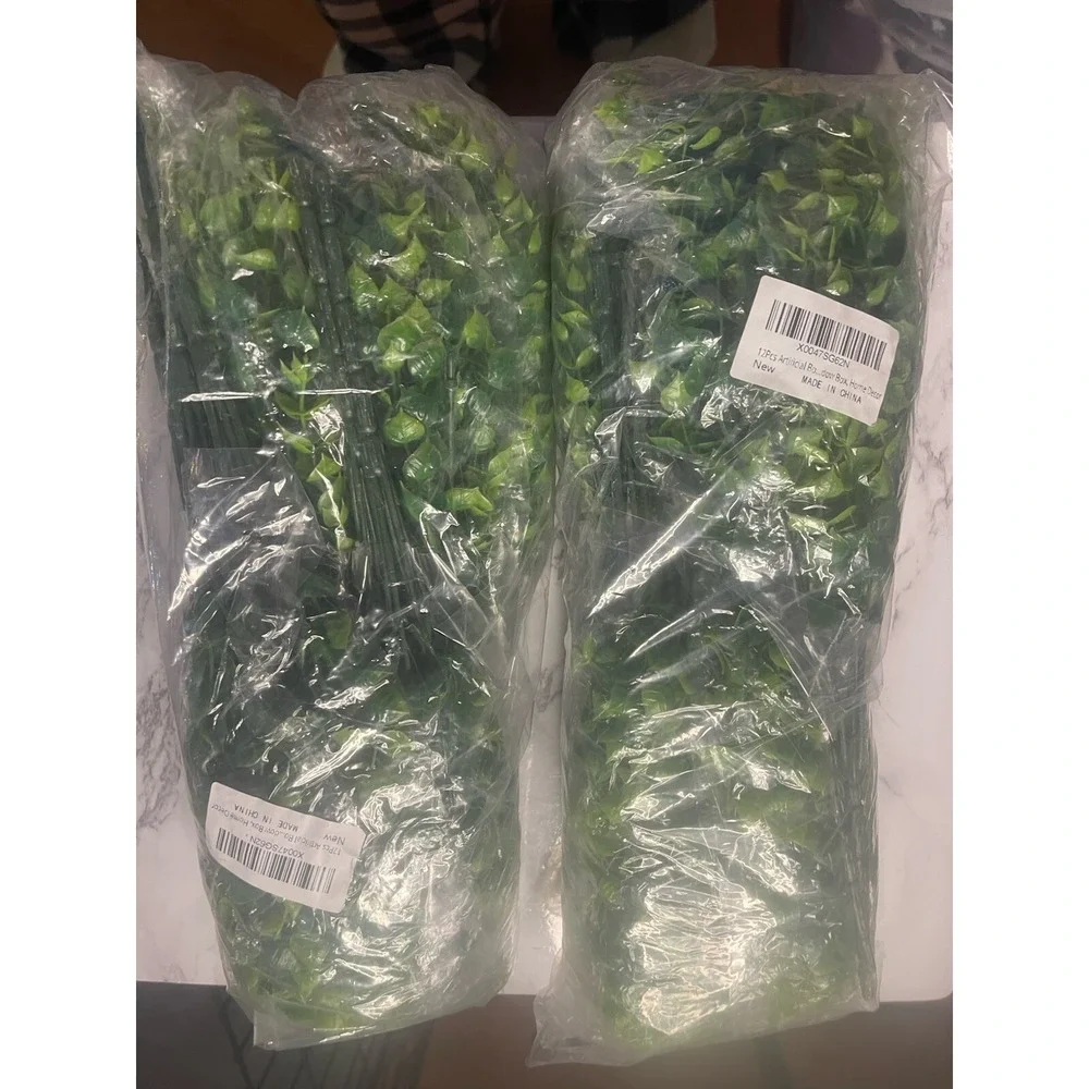 2 -12 Pcs M Faux Plant Stems Artificial Boxwood Farmhouse Greenery Shrubs Plants